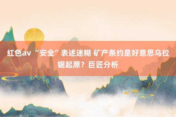 红色av “安全”表述迷糊 矿产条约是好意思乌拉锯起原？巨匠分析