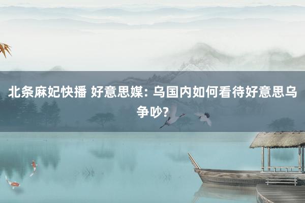 北条麻妃快播 好意思媒: 乌国内如何看待好意思乌争吵?