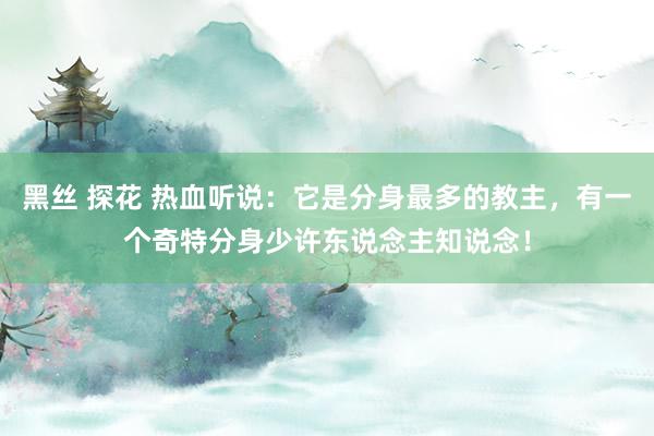 黑丝 探花 热血听说：它是分身最多的教主，有一个奇特分身少许东说念主知说念！