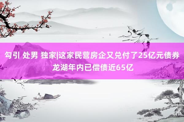 勾引 处男 独家|这家民营房企又兑付了25亿元债券 龙湖年内已偿债近65亿