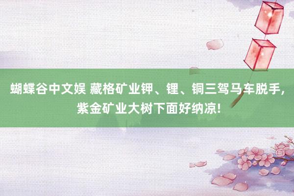 蝴蝶谷中文娱 藏格矿业钾、锂、铜三驾马车脱手， 紫金矿业大树下面好纳凉!