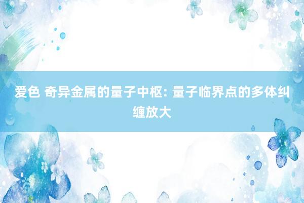 爱色 奇异金属的量子中枢: 量子临界点的多体纠缠放大