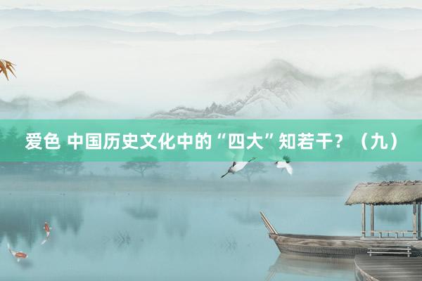 爱色 中国历史文化中的“四大”知若干？（九）